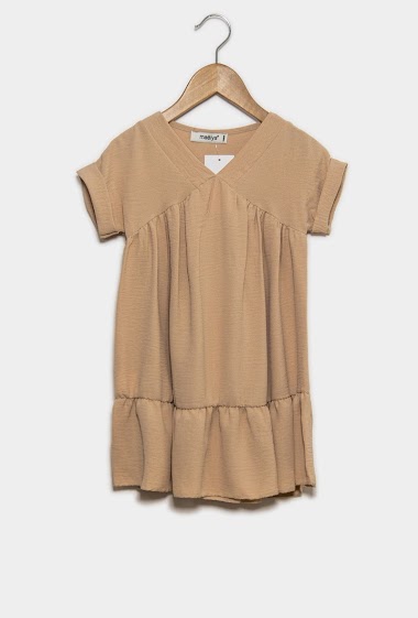 Wholesalers IDEAL OUTFIT - Plain V-neck dress with flounce