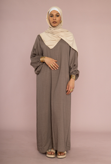 Wholesaler IDEAL OUTFIT - Medina silk abaya dress with balloon sleeves for women