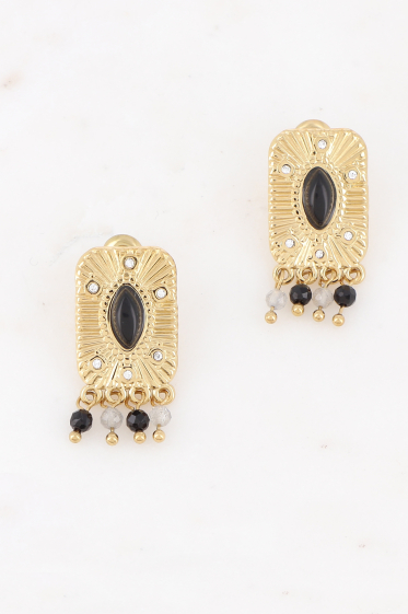 Wholesaler Ikita Paris - Smart soundtrack with a rectangular piece, natural stones and rhinestones