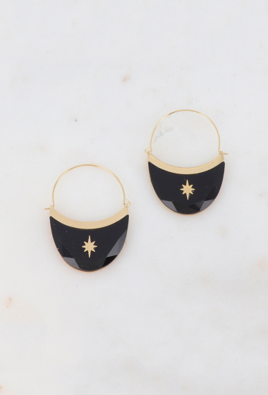 Wholesaler Ikita Paris - Basket-shaped earring, natural stone, star