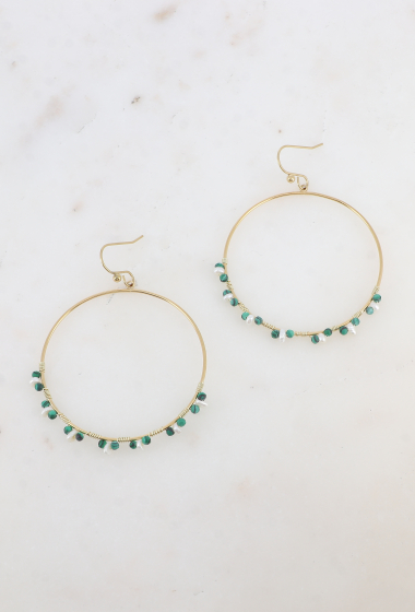 Wholesaler Ikita Paris - Crochet earrings - freshwater pearl, natural stone