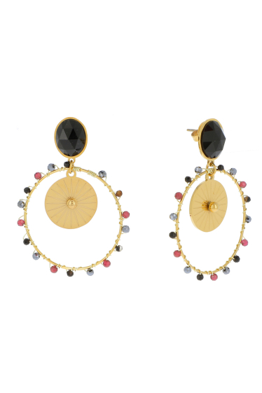 Wholesaler Ikita Paris - Circle, sun and natural stone earrings