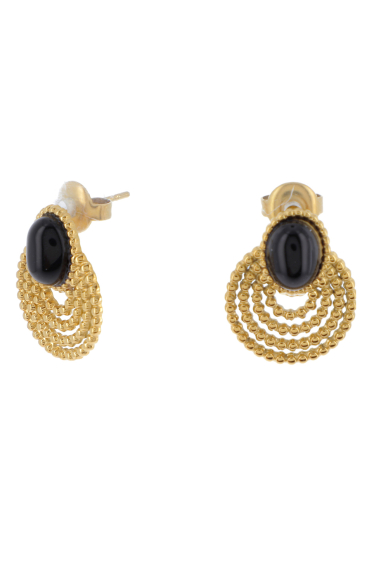 Grossiste Ikita Paris - Boucles d'oreilles dorées avec pierre naturelle
