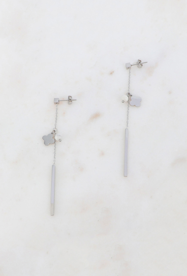 Wholesaler Ikita Paris - Bullet earrings - chain, stem, tassel and stone