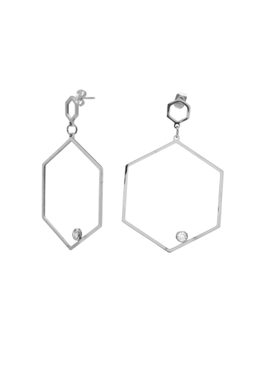 Wholesaler Ikita Paris - Bullet earrings - hexagon rings, rhinestones