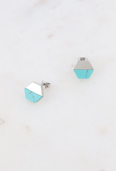 Wholesaler Ikita Paris - Bullet earrings - geometric piece, natural stone