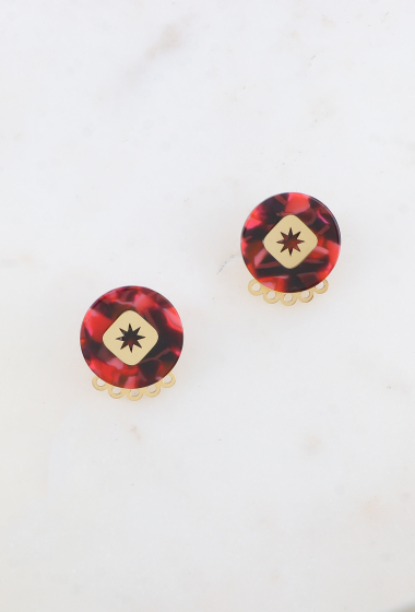 Wholesaler Ikita Paris - Bullet earrings - round resin piece, star
