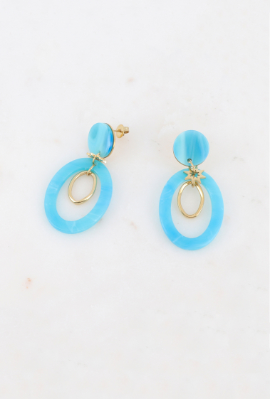 Wholesaler Ikita Paris - Bullet earrings - geometric resin pieces, ring, star