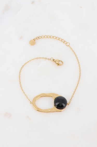 Wholesaler Ikita Paris - Bracelet with hammered ring and natural stone