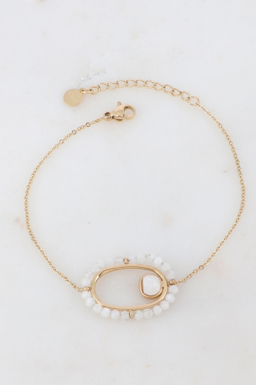 Wholesaler Ikita Paris - Bracelet with openwork piece, natural stone beads