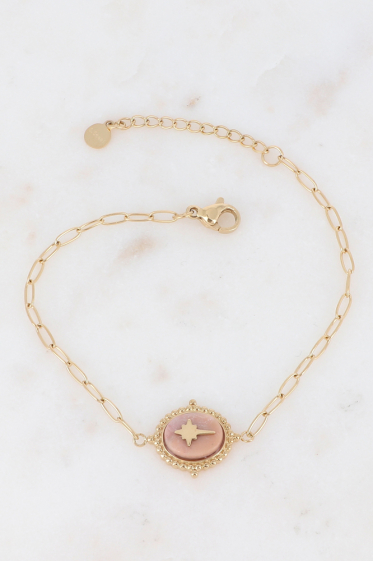 Wholesaler Ikita Paris - Bracelet with oval natural stone and north star