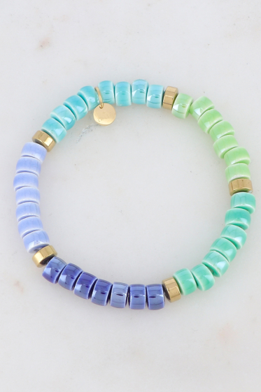 Grossiste Ikita Paris - Bracelet élastique avec perles en céramique colorées