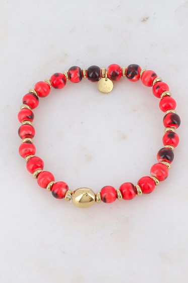 Grossiste Ikita Paris - Bracelet élastique avec perles en céramique émaillée