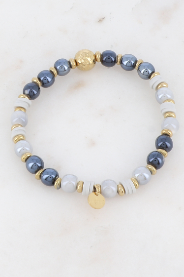 Grossiste Ikita Paris - Bracelet élastique avec perles en céramique, perles heishi