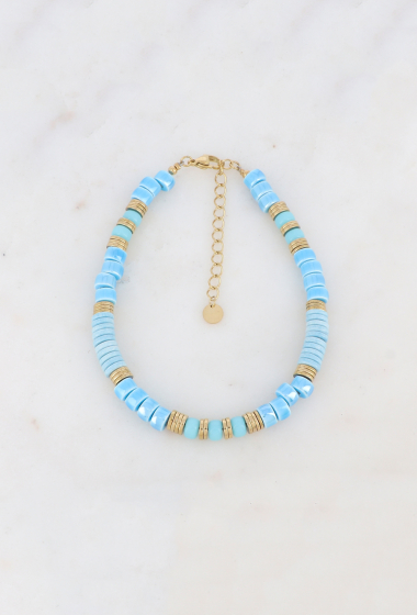 Wholesaler Ikita Paris - Anklet - enameled ceramic beads, stones