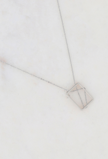 Grossiste Ikita Paris - Collier - pendentif anneau rectangulaire