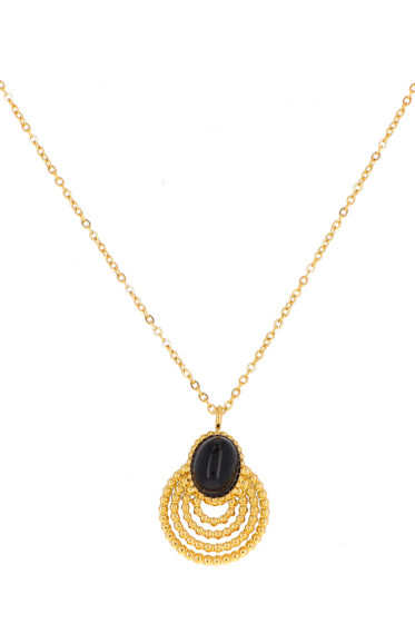 Wholesaler Ikita Paris - Necklace with round pendant and natural stone