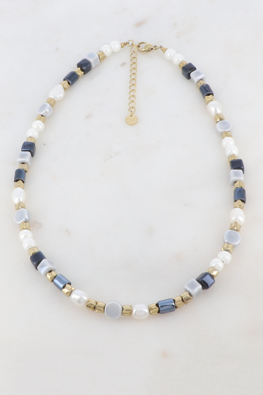 Großhändler Ikita Paris - Halskette mit Keramikperlen und Süßwasserperlen