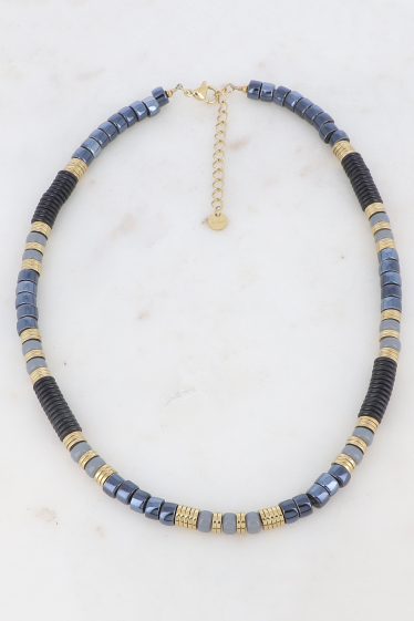 Großhändler Ikita Paris - Halskette mit Keramikperlen und Natursteinen