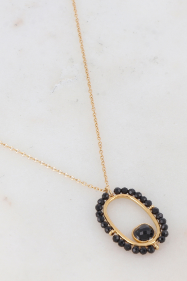 Großhändler Ikita Paris - Halskette mit durchbrochenem Stück, Natursteinperlen