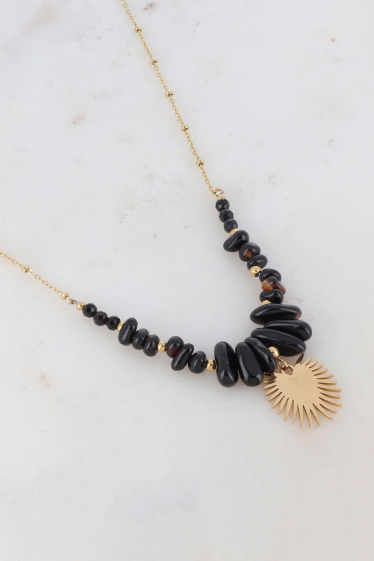 Wholesaler Ikita Paris - Necklace with natural stone and sun pendant