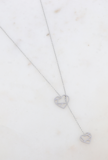 Wholesaler Ikita Paris - Necklace - chain, 2 openwork hearts
