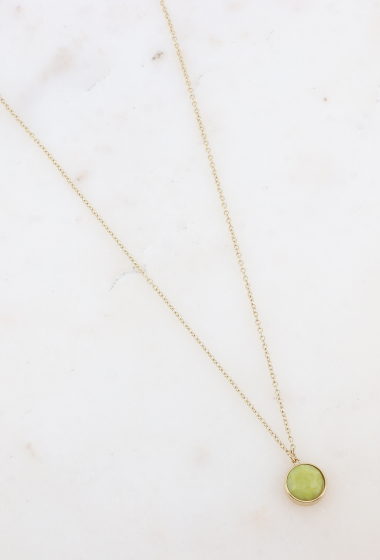 Wholesaler Ikita Paris - Necklace - round pendant set with a natural stone