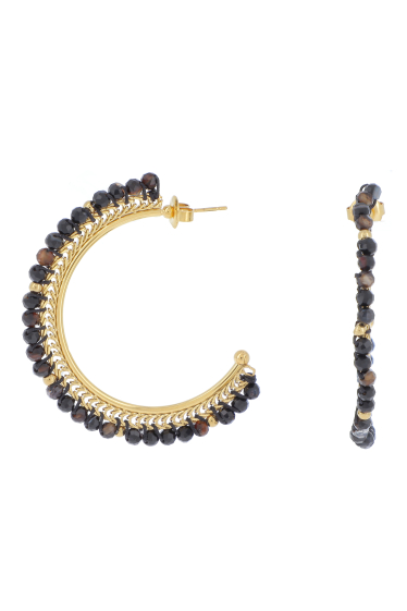 Wholesaler Ikita Paris - Smart hoop earrings with natural stones