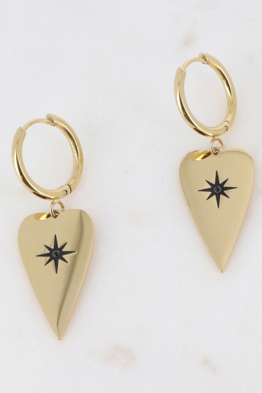 Wholesaler Ikita Paris - Hoop earrings with heart, star and rhinestones