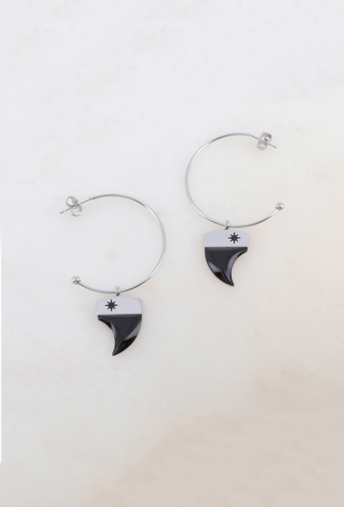 Wholesaler Ikita Paris - Hoop earrings with enameled pendant and star