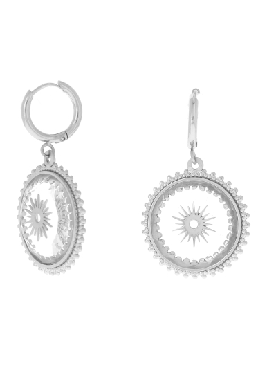 Wholesaler Ikita Paris - Hoop earrings made up of a round glass piece decorated with a sun