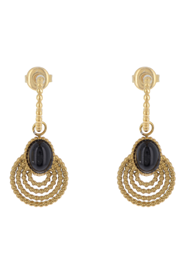 Wholesaler Ikita Paris - Golden hoop earrings with natural stone