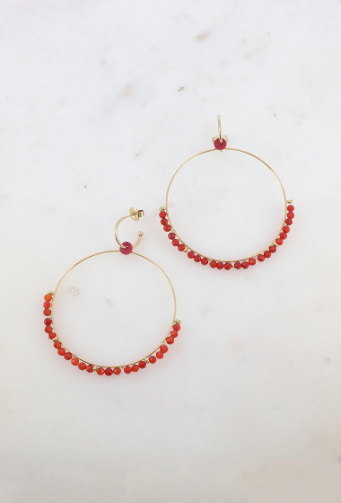 Wholesaler Ikita Paris - Flea hoop earrings - ring and natural stones