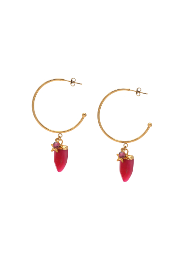 Wholesaler Ikita Paris - Flea hoop earrings - natural stone, star
