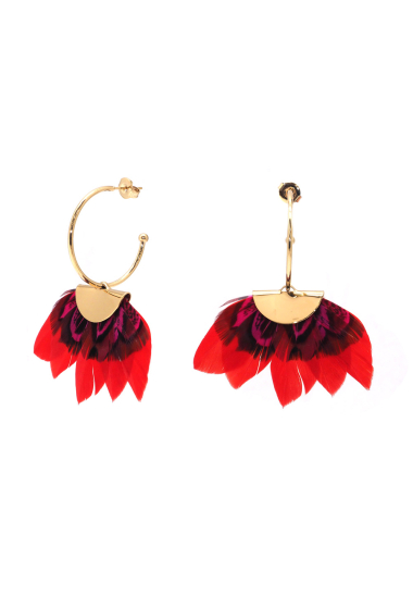 Wholesaler Ikita Paris - Flea hoop earrings - feathers