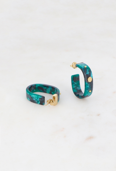 Wholesaler Ikita Paris - Flea hoop earrings - resin,round piece star,small beads