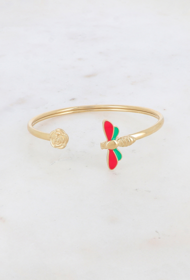 Wholesaler Ikita Paris - Malleable bangle - dragonfly and rose
