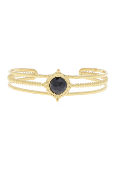 Wholesaler Ikita Paris - Triple row bangle with natural stone or white mother-of-pearl