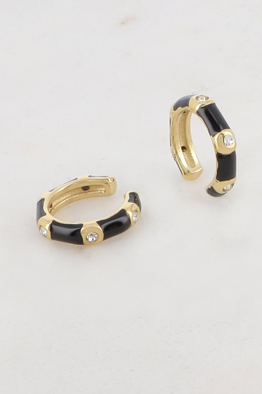 Wholesaler Ikita Paris - Set of 2 Ear Cuffs with enamel and rhinestones