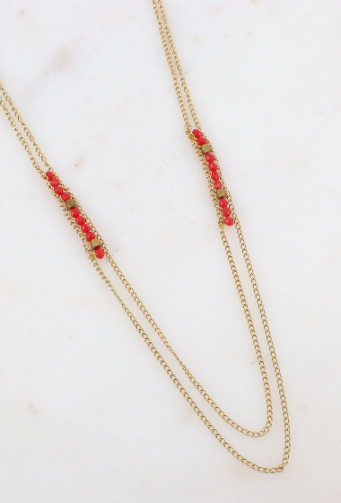 Großhändler Ikita Paris - Lange Halskette – 2 Reihen, Perlen