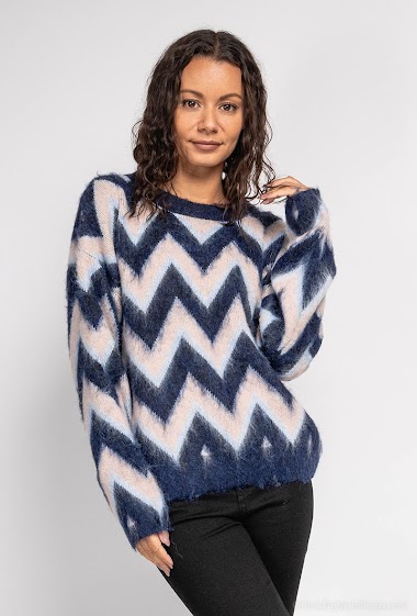 Großhändler Ikoone&Bianka - Geometric pattern knit sweater