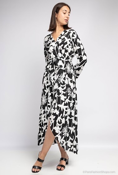 Wholesaler Ikoone&Bianka - Long  print wrap dress