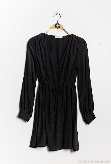 Robes longues Kouka paris | Robe noire fleurie Linoa Noir Et Blanc Femme