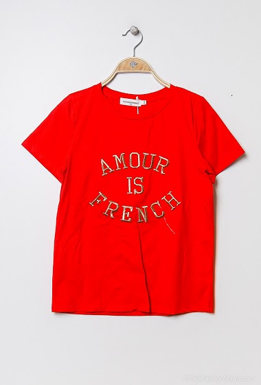 Wholesaler Ikoone&Bianka - T-shirt with embroidery "amour is french"