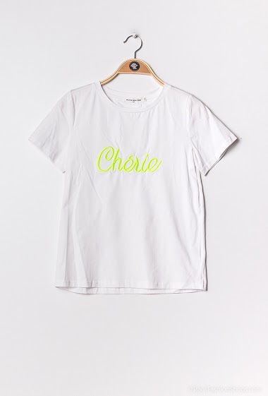 Grossiste Ikoone&Bianka - T-shirt brodé "chérie"