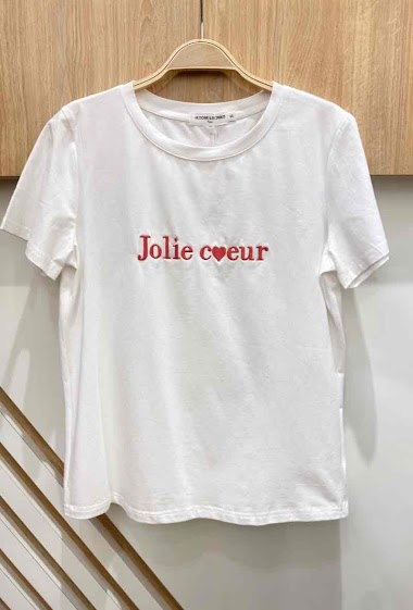 Großhändler Ikoone&Bianka - T-shirt with embroidery "amour is french"