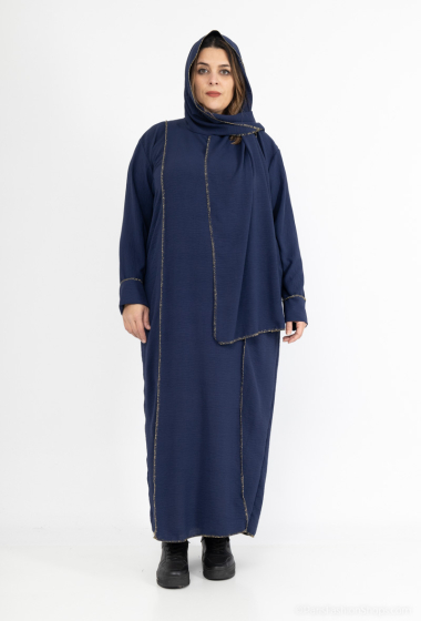 Wholesaler I'Mod - Abaya integrated scarf from Orée with wide sleeves in Medina silk