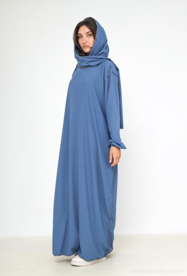 Grossiste I'Mod - Abaya intégré couture d'orée reversible en soie de médine