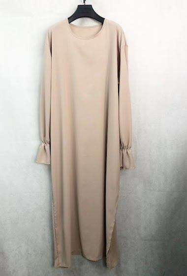 Wholesalers I'Mod - Long abaya with ruffled sleeves in medina silk