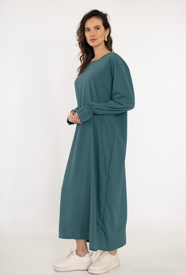 Wholesaler I'Mod - Long abaya with ruffled sleeves in medina silk
